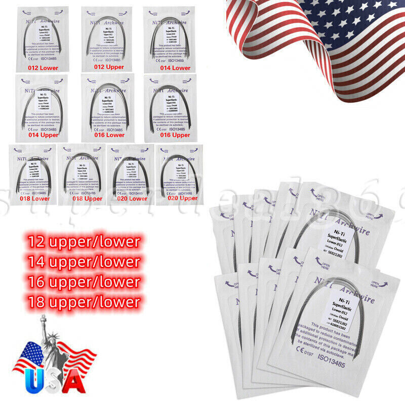 1/10packs Dental Orthodontic Brackets Braces /Supper Elastic Niti Arch Wires OR