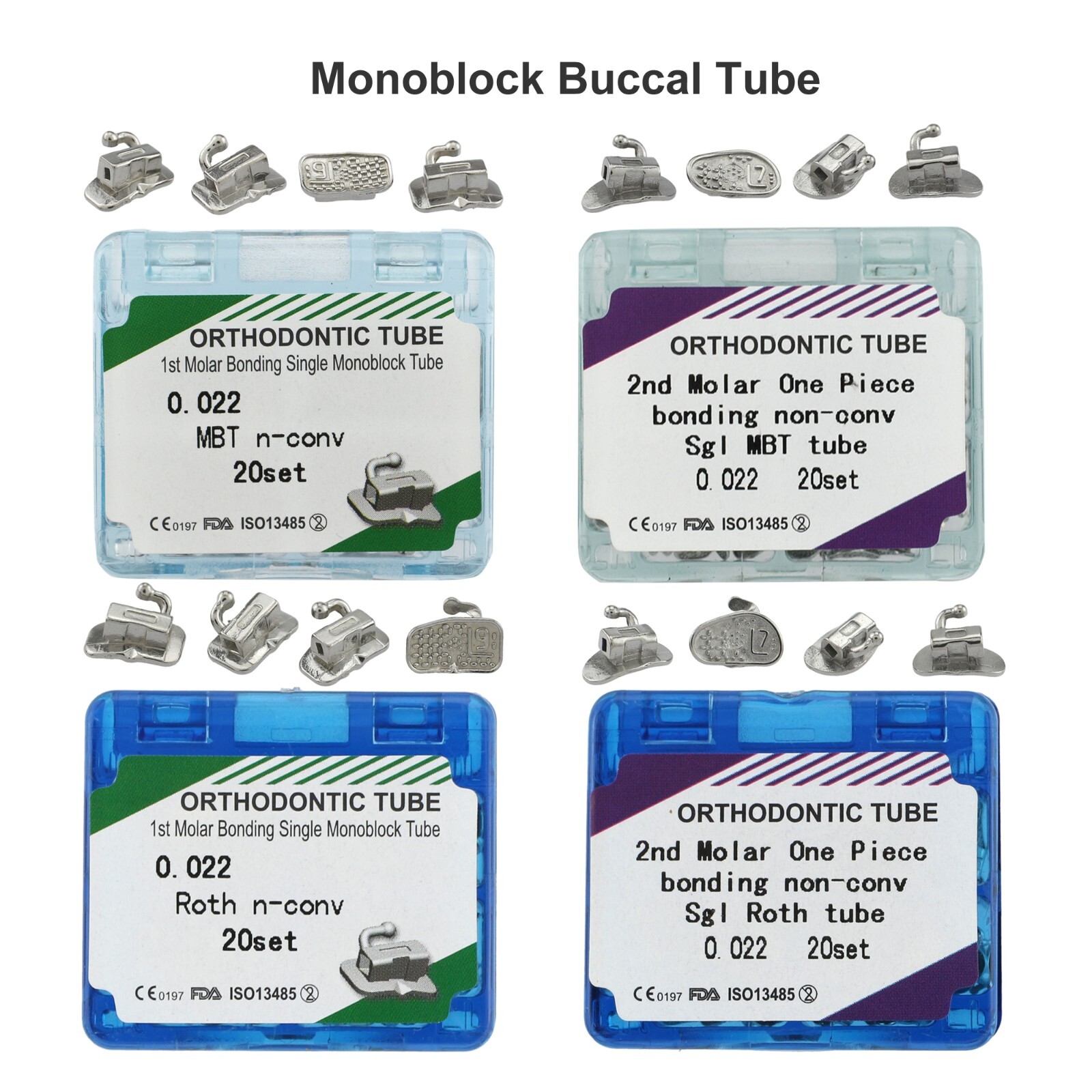 tubos de ortodoncia Dental Orthodontic Buccal Tube 1st 2nd Molar MBT Roth 022