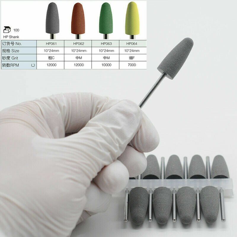 50 Pcs Dental 2.35mm Lab Silicone Rubber Polishing Burs Shank Polishers Diamond
