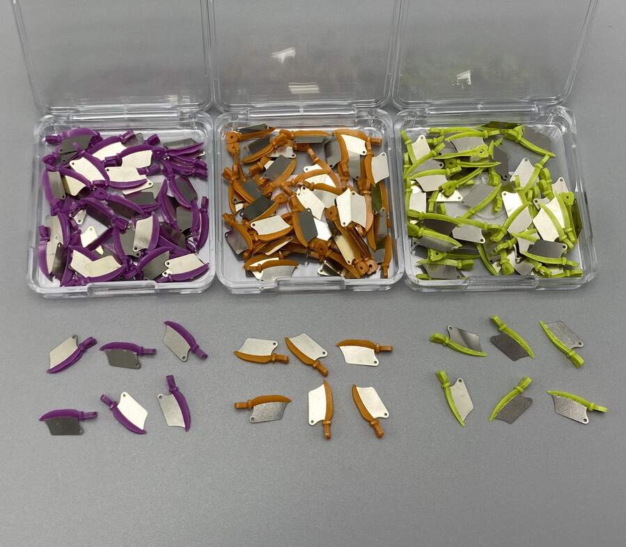 50pcs Dental Matrix Fender Wedge Prep Interproximal Wedges w Metal Blade Guard