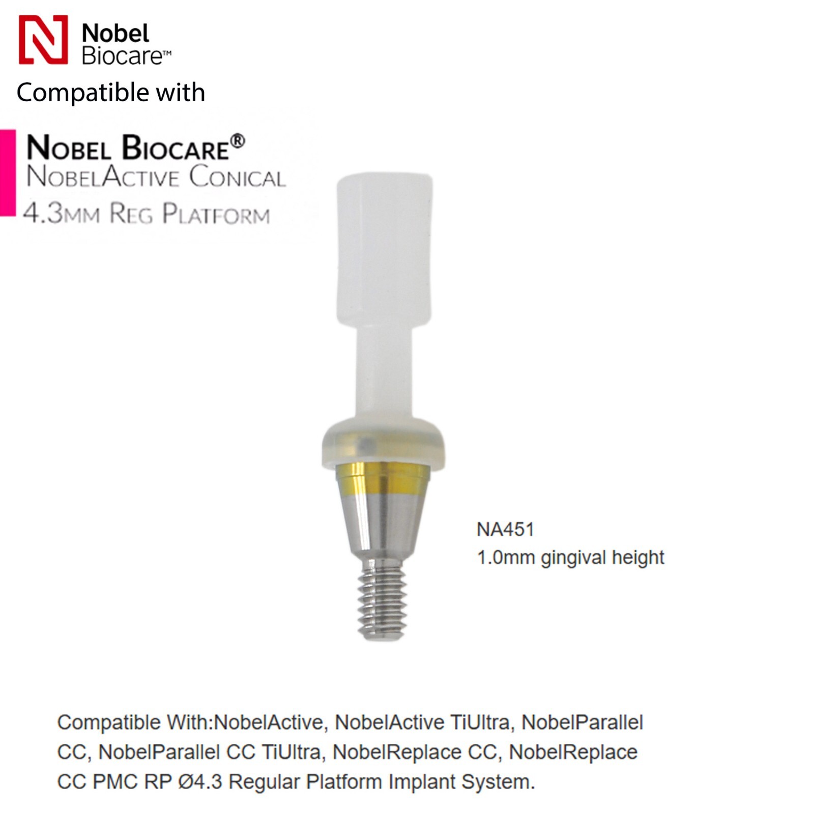 Locator Tapered Abutment for Nobel Active Biocare Conical Connection NP/RP 1-5mm