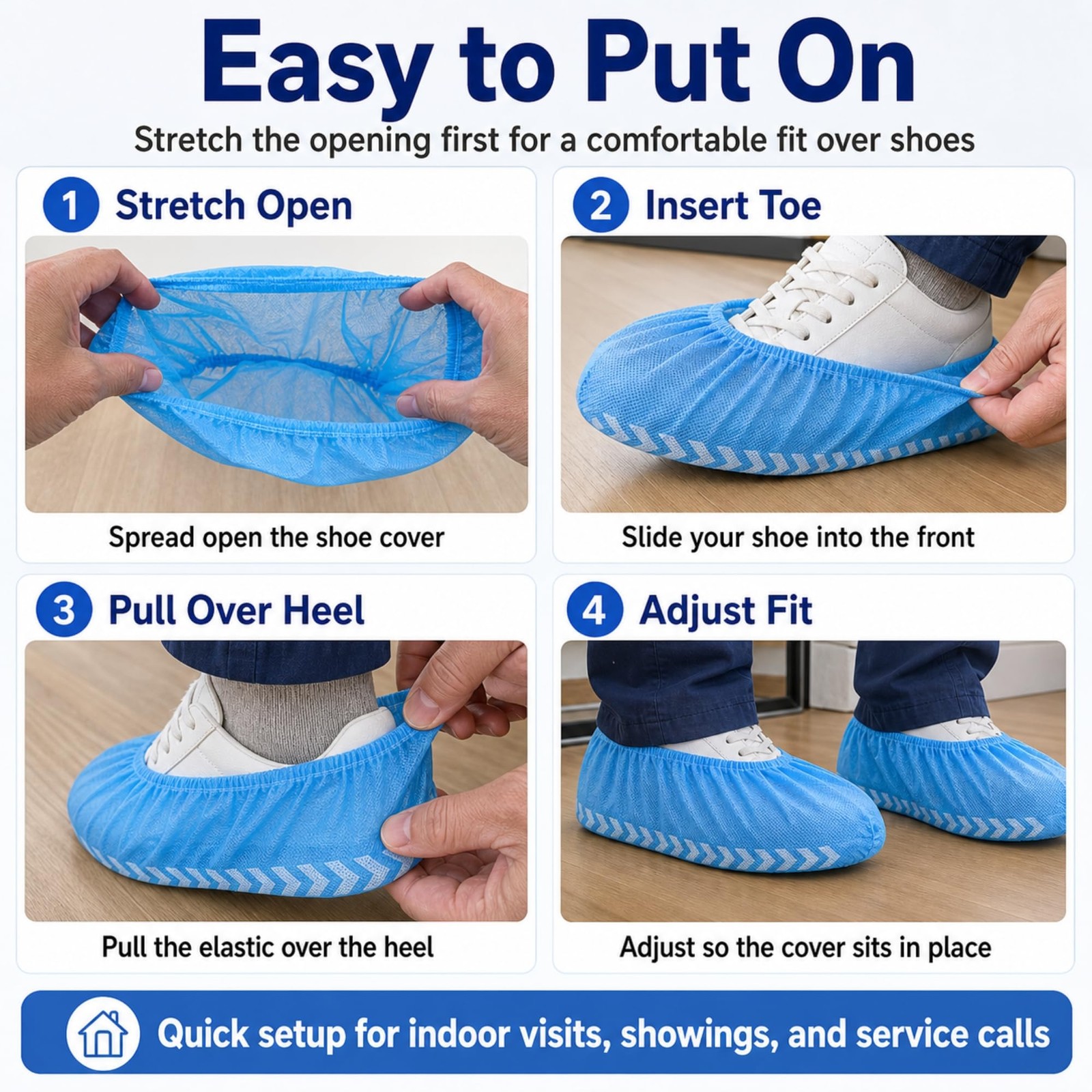 Innovative Haus Blue Indoor Disposable Shoe Extra Large (100 Pack),