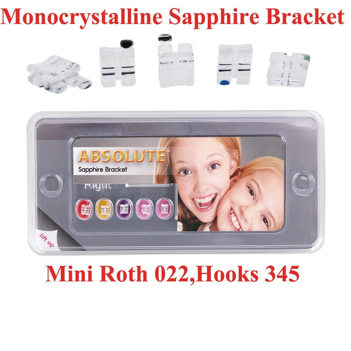 Dental Orthodontic Monocrystalline Sapphire Brackets Mini Roth 022 345 Hooks
