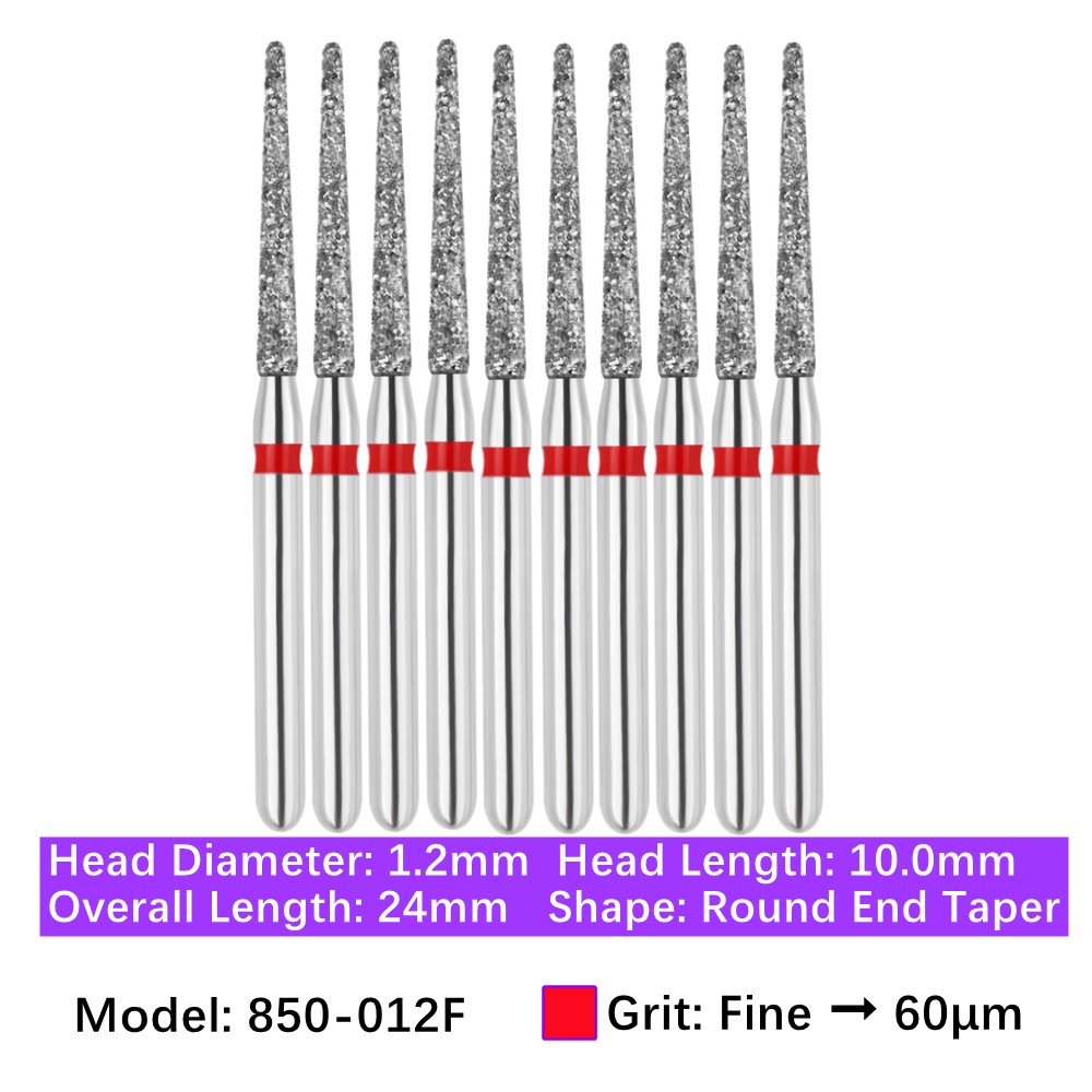 Vakker Dental Round End Taper FG Diamond Bur 850-012F Fine Grit 10/pk