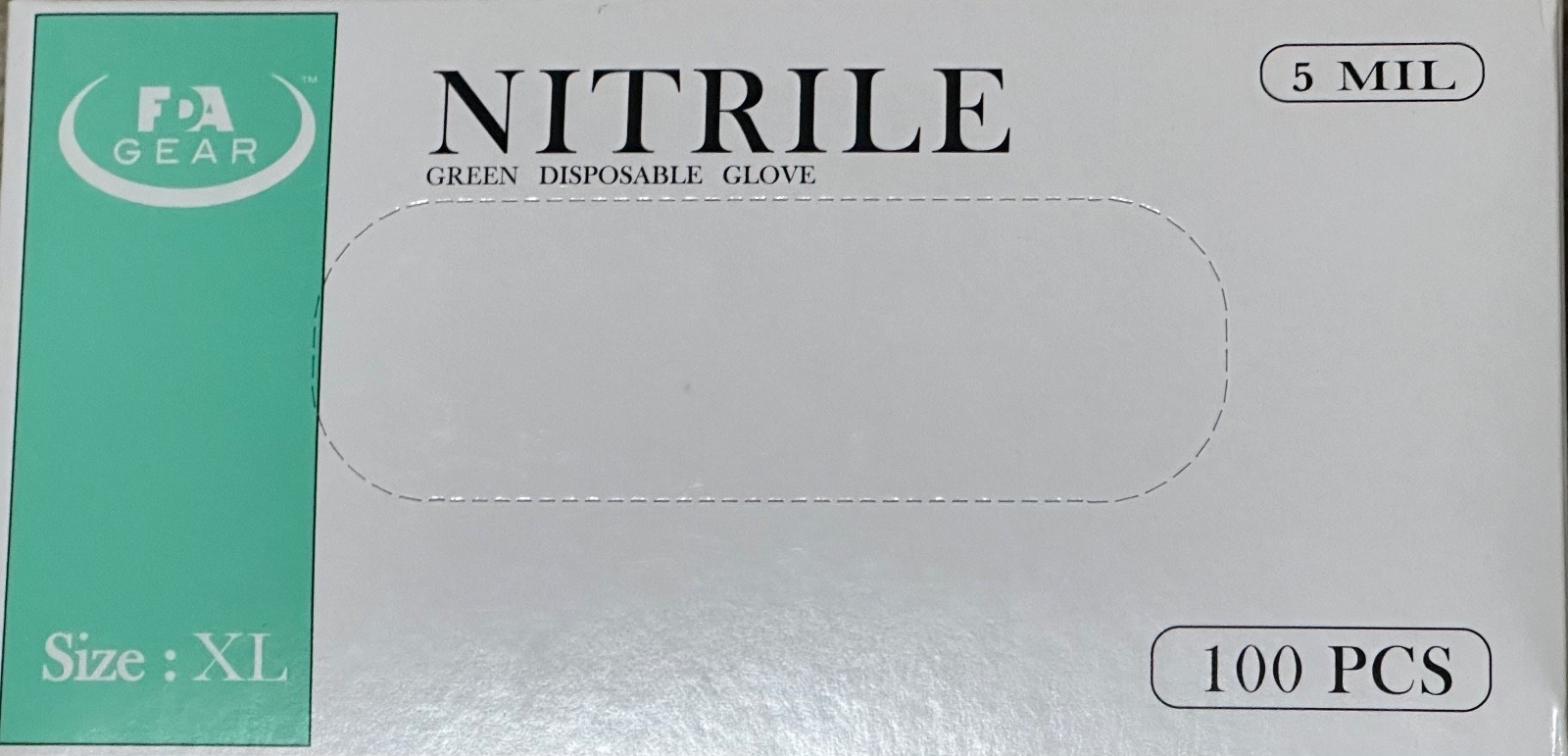FDA Gear Powder Free Nitrile Disposable Gloves (Green)- Pack of 100