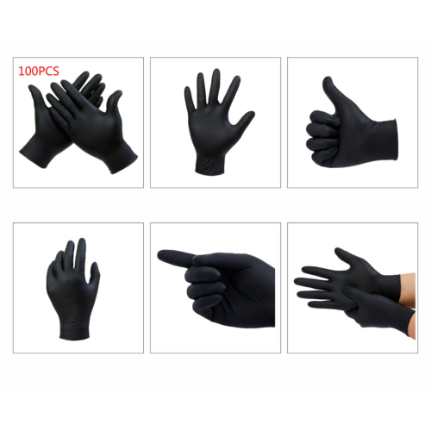 100pcs/box disposable gloves Black vinyl nitrile Sterile Healthcare Food Size M