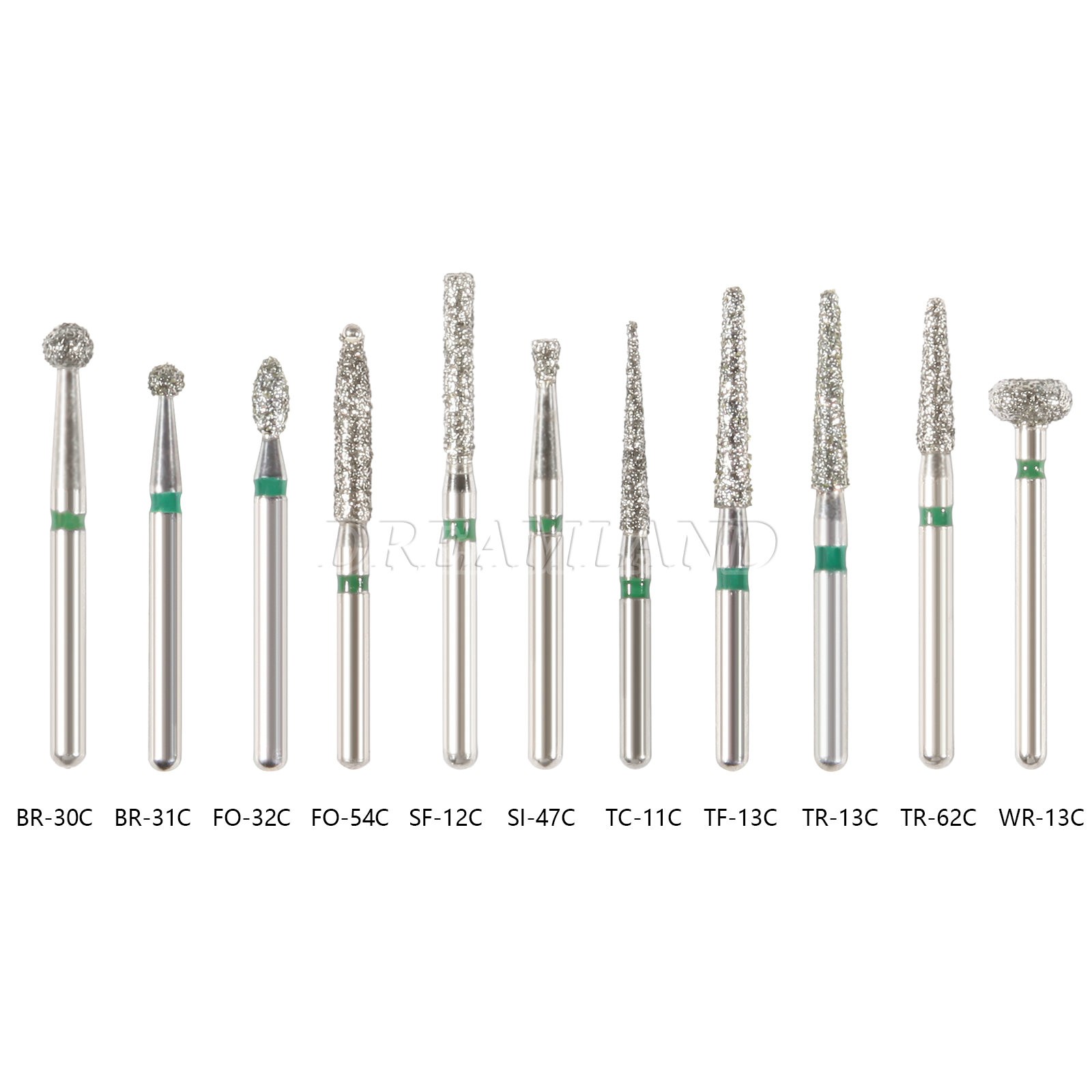 100 piezas/20 tipos Burr fresas de diamante salees FG medio 1,6mm FG1.6mm SKY
