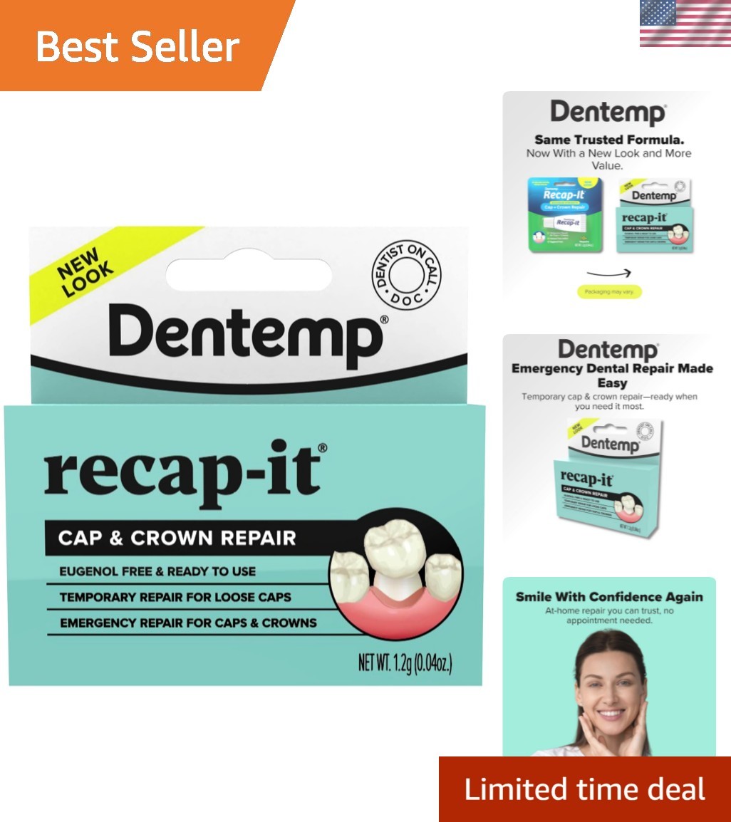 Recap-It Cap and Crown Repair Dental Kit – Fast Acting Formula Dental Cement …