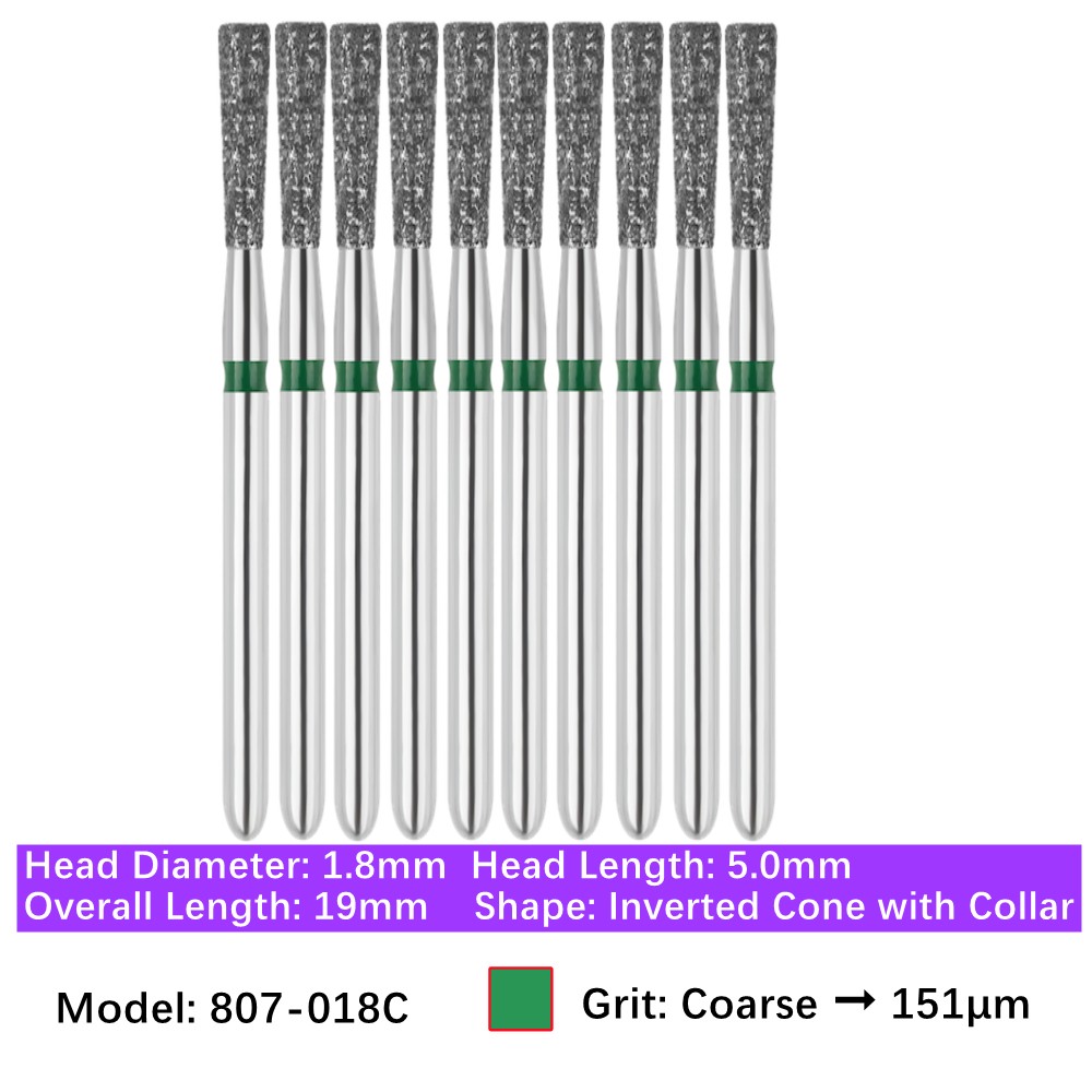 10/pk Vakker Dental Inverted Cone FG Diamond Burs 807-018C Coarse Grit
