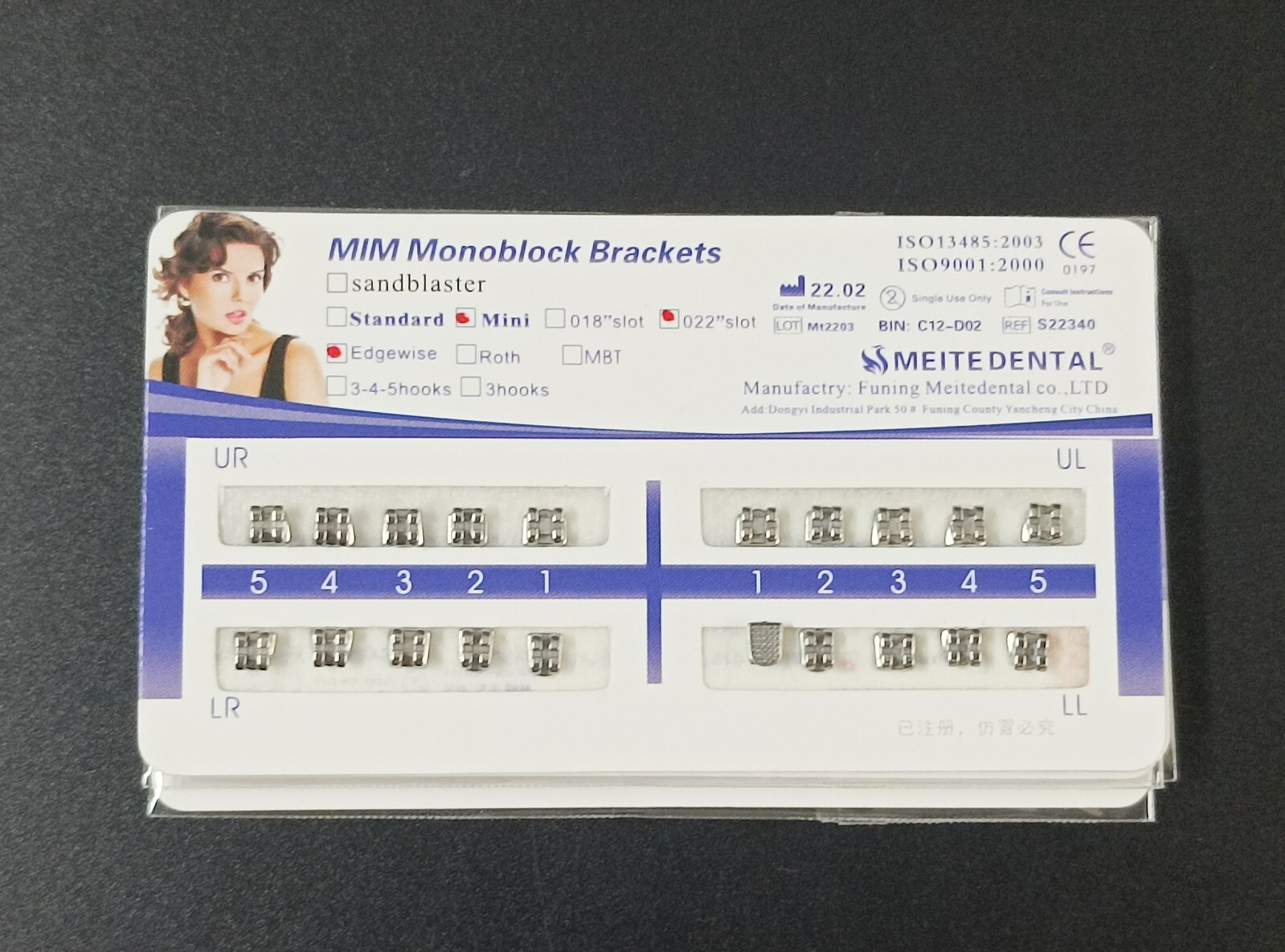 20Sets Dental Orthodontic Brackets MIM Monoblock Mini Edgewise 022 345/no Hooks