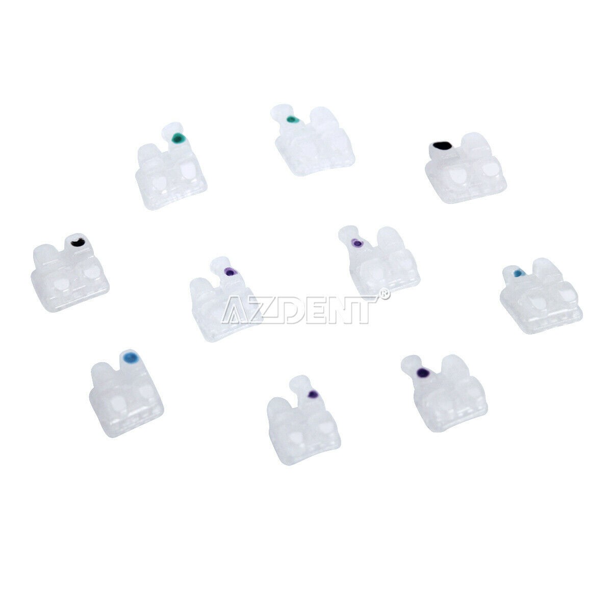 AZDENT Dental Orthodontics Ceramic Brackets 5*5 MBT / Roth.022 Hooks 3-4-5