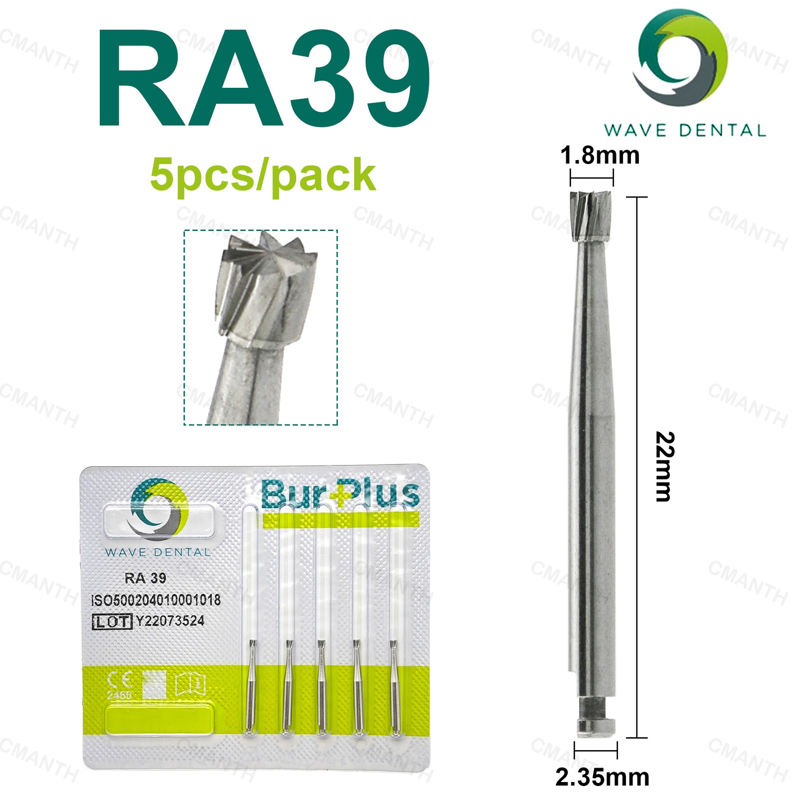 WAVE Dental Inverted Cone Bur Tungsten Carbide Burs RA For Low Speed Dia.2.35mm