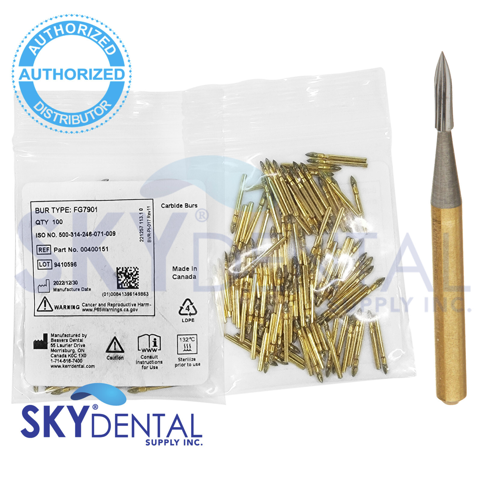 Kerr Beaver FG7901 CARBIDE Burs 12 BLADE T&F TRIMMING & FINISHING Made in Canada