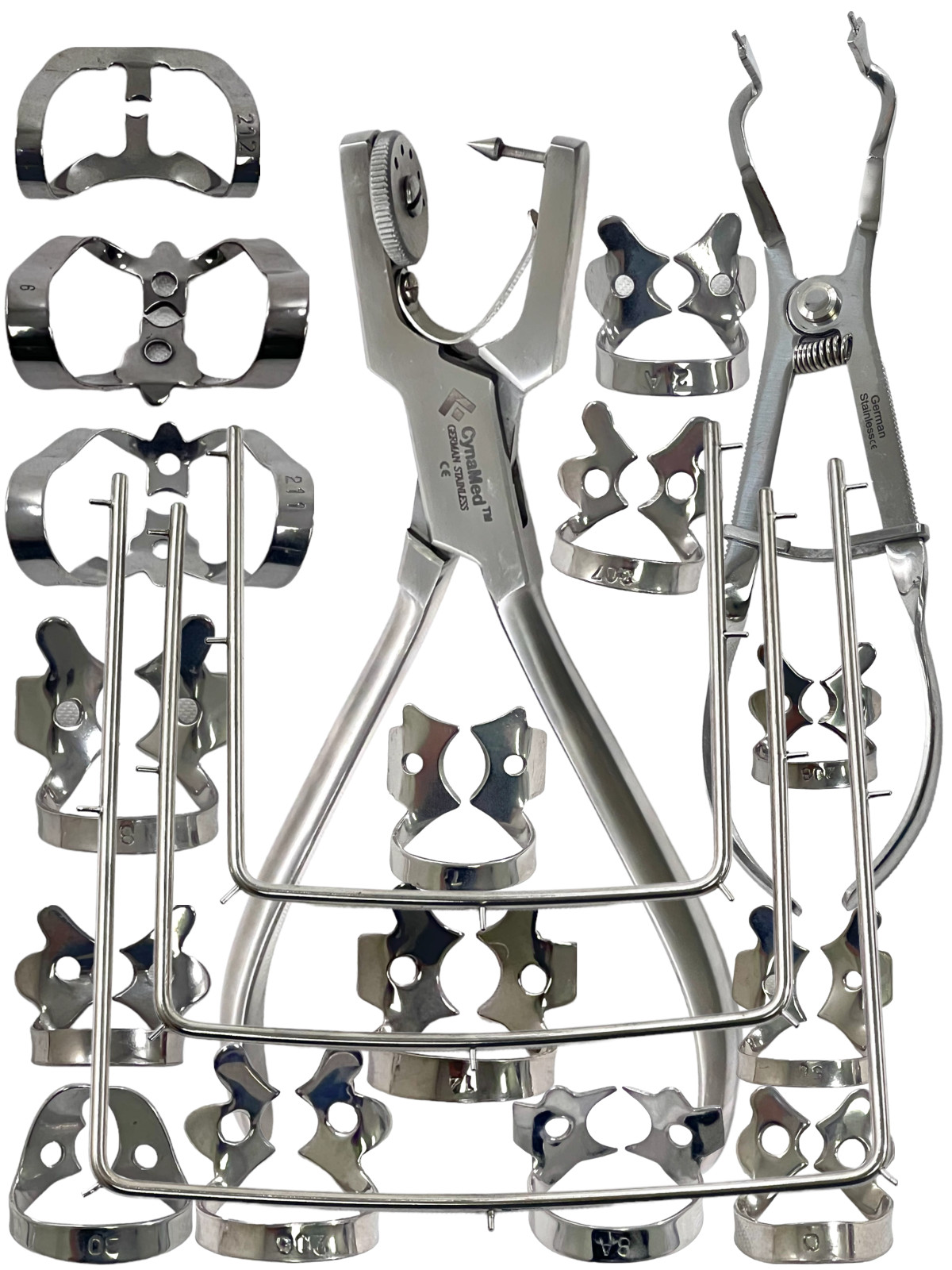 20 Pcs German Rubber Dam Starter Kit with Frame Punch Clamps Dental Instruments