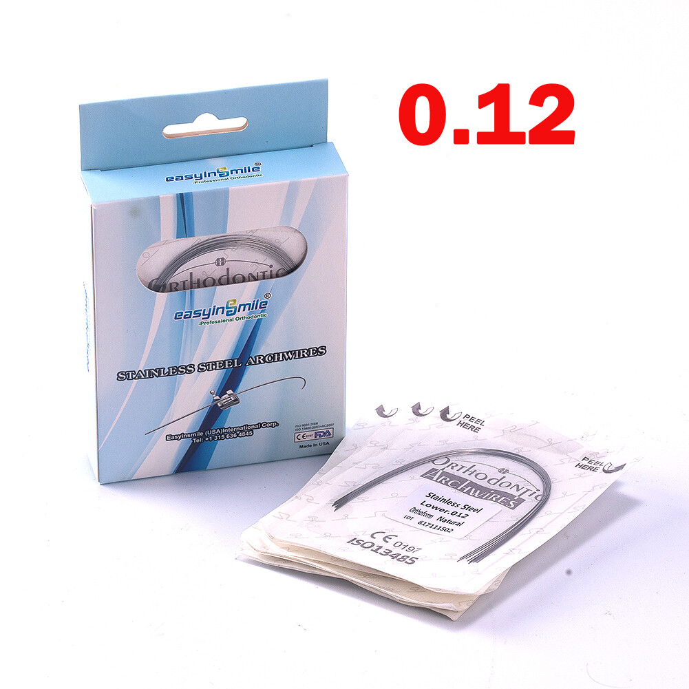 10Pk Dental Ortho Natural Stainless Steel/NITI Arch Wires Round 12-16-18-22 U/L