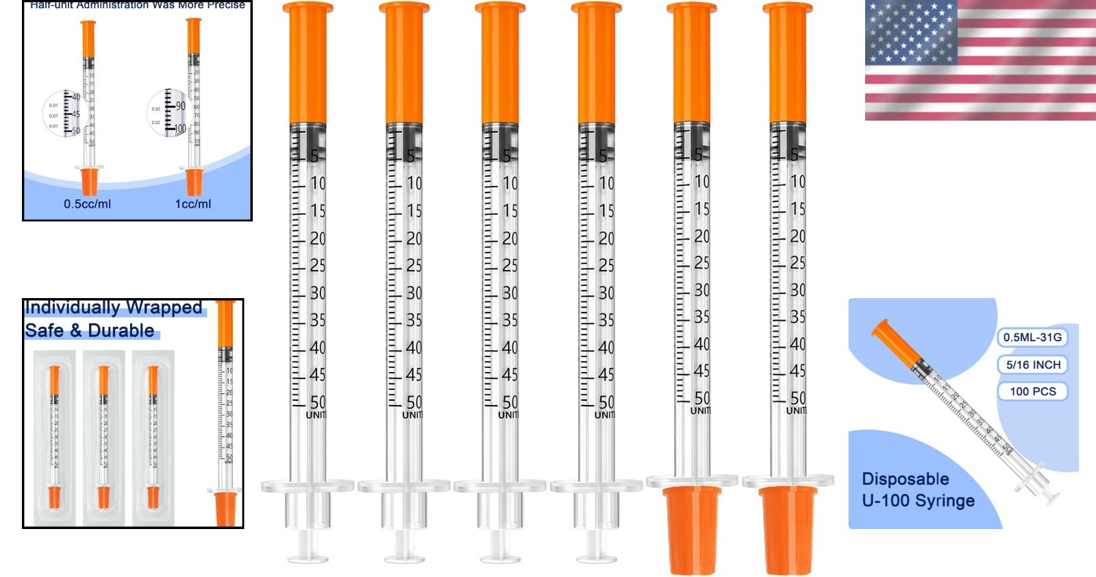 100-Pack 0.5ml 31G Syringes – Sterile Packaging