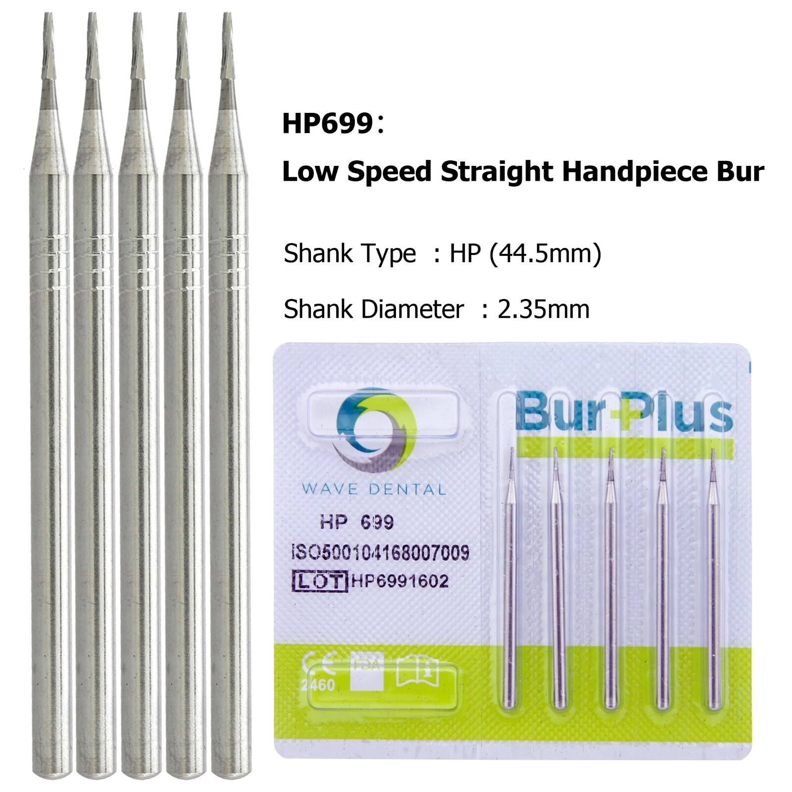Wave Dental Straight Surgical Bur 701 702 703L Carbide Low Speed Nosecone 44.5mm