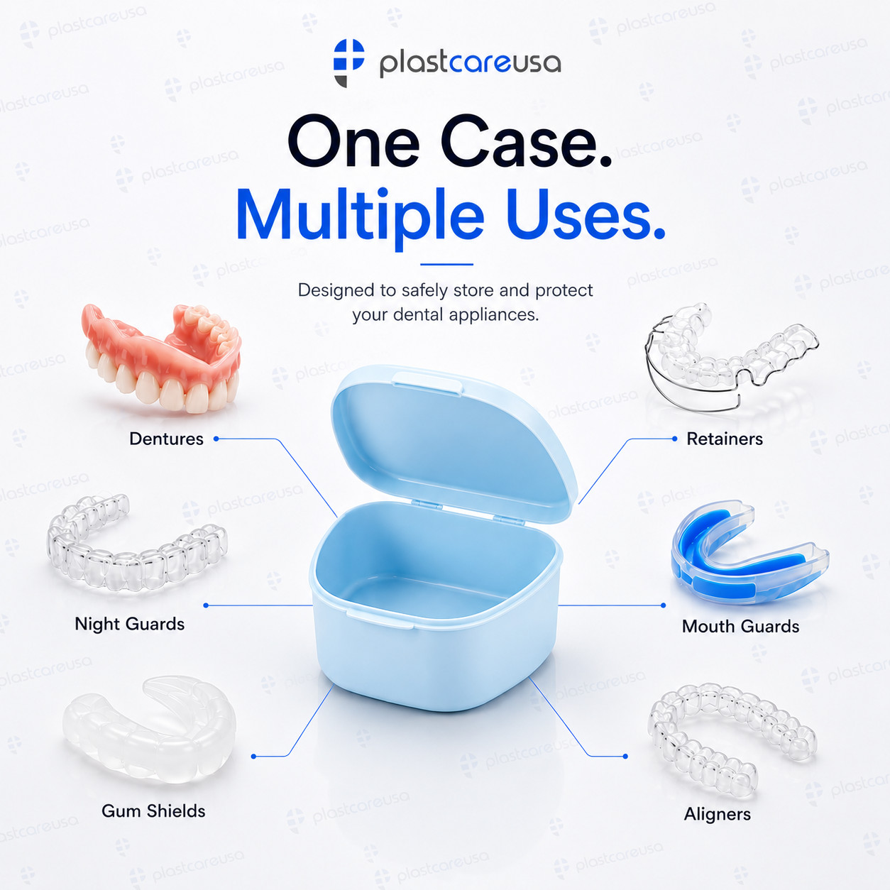Denture Retainer Cases Dental Teeth Guard Holder, Travel Cleaning Container