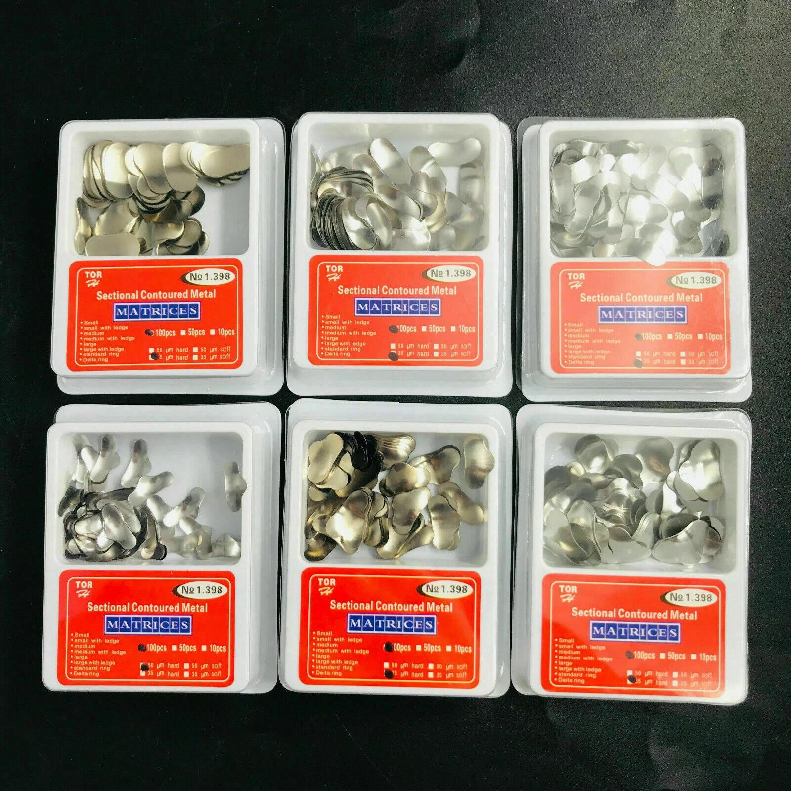 100 Pcs Dental Sectional Contoured Metal Matrices Refill Matrix Band 35um TOR VM