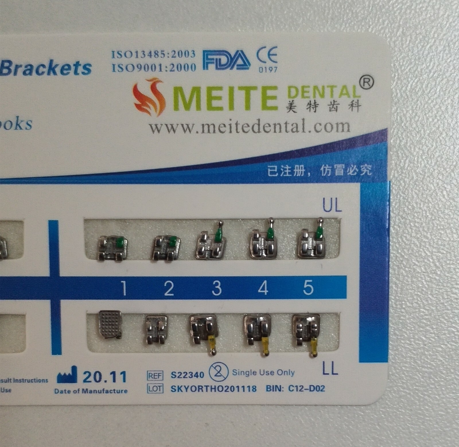 20 Sets Dental Metal Bracket MIM Monoblock Mini MBT 022 345 hooks Mesh Base