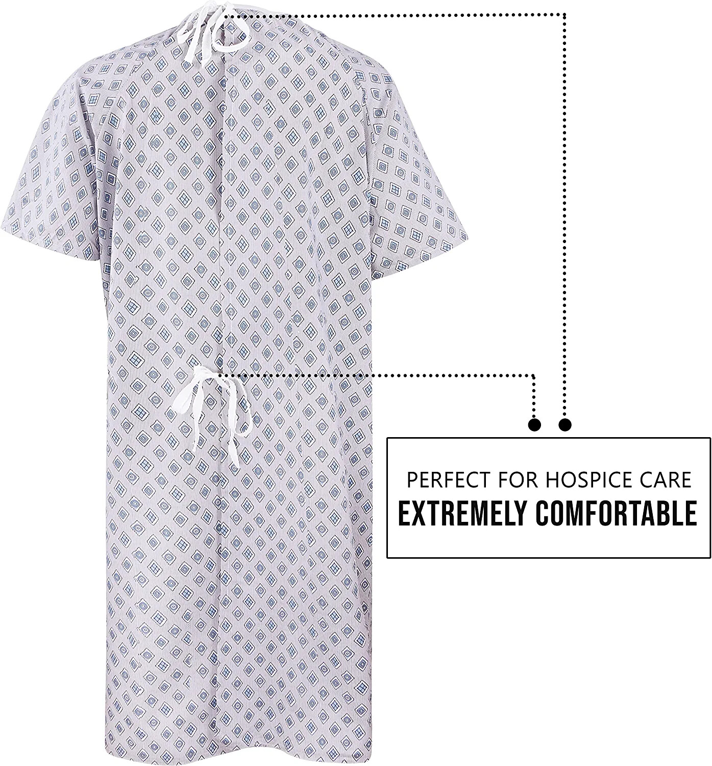6 Pack Cotton Blend Unisex Hospital Gown, Back Tie, 45″ L & 61″ W Utopia Care