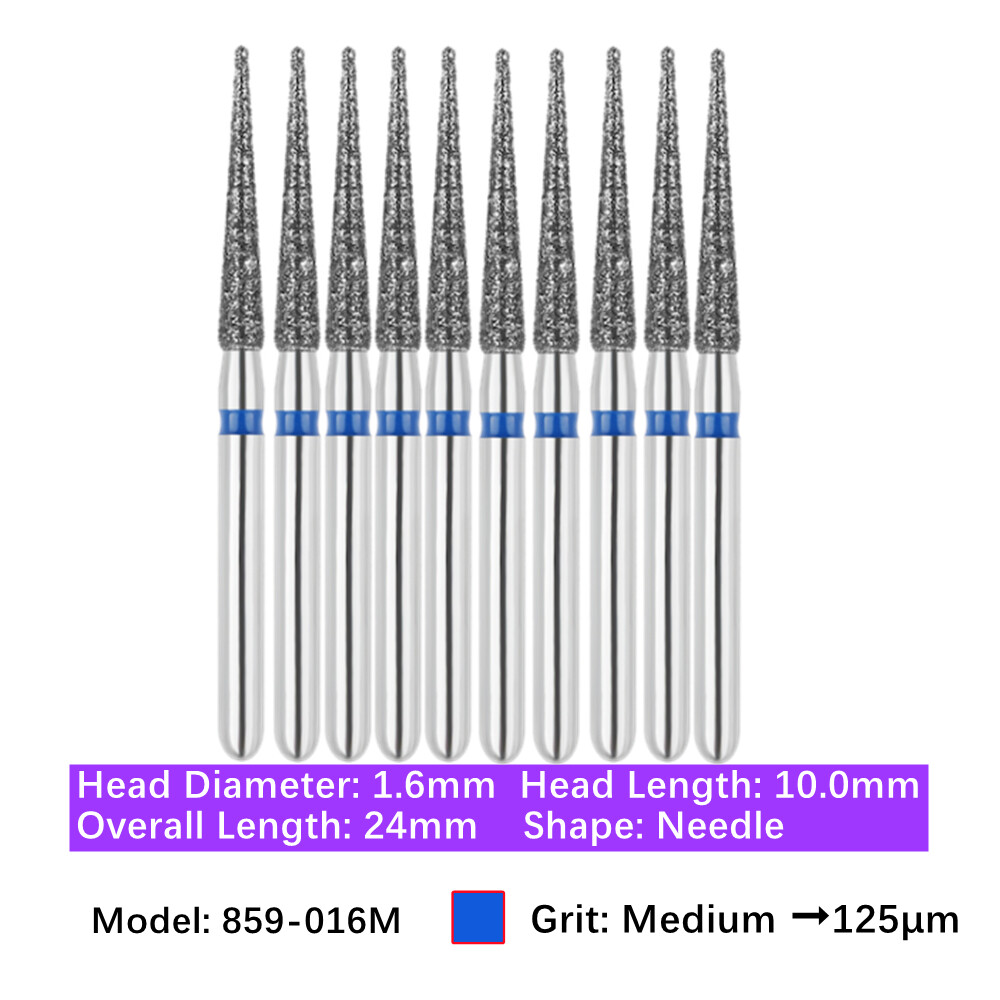 Vakker 10pc Diamond Burs Needle Burs Friction Grip Burs for High Speed Handpiece