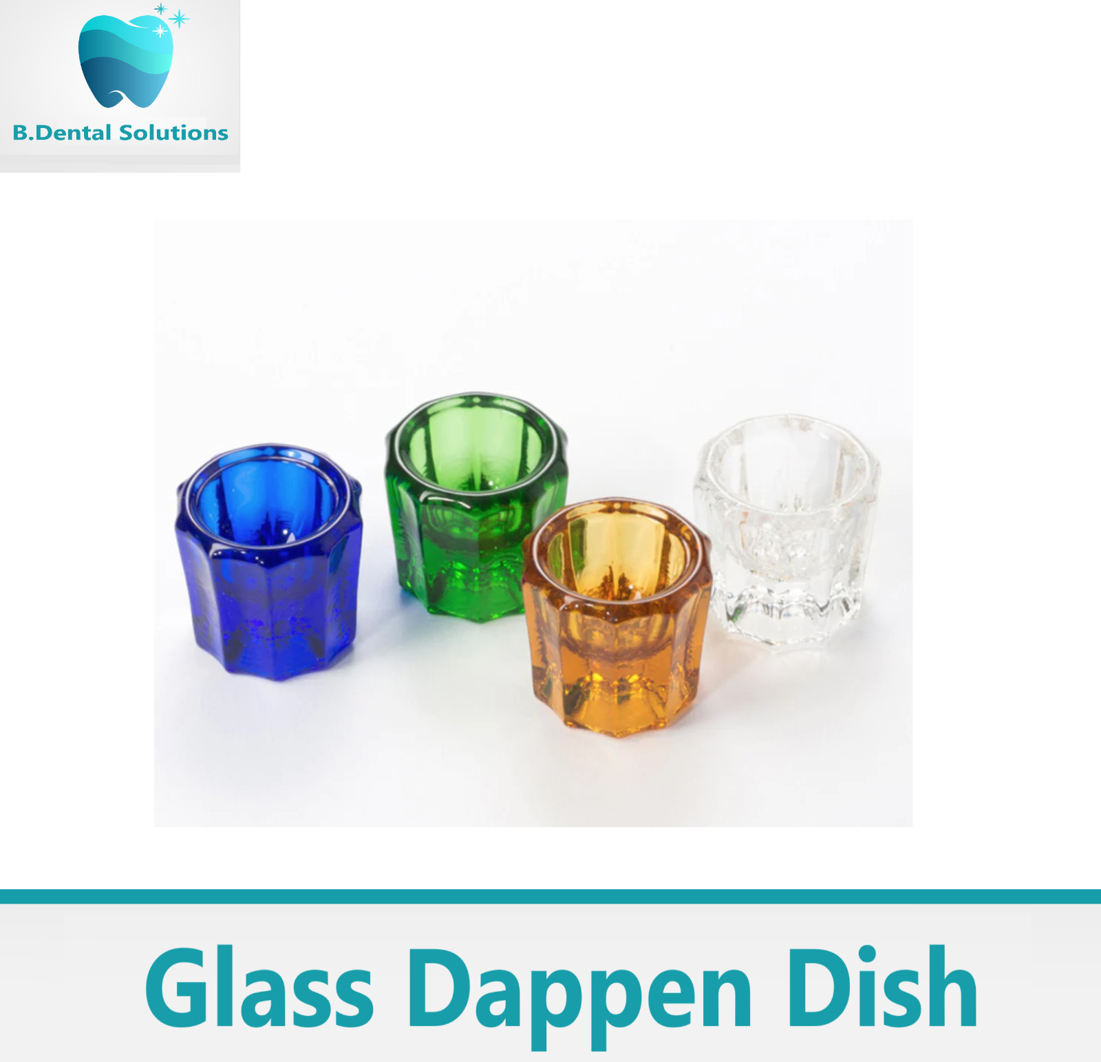 MARK3 Glass Dental Dappen Dish Mixing Cup Clear / Blue / Green / Amber, 1/Ea