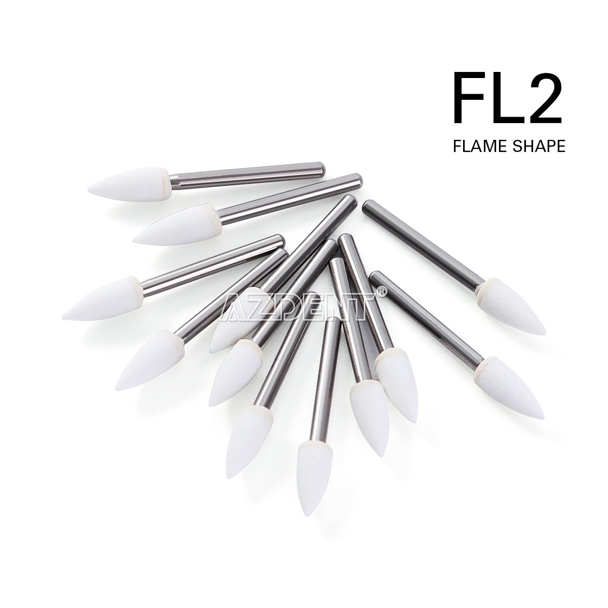 12pcs Dental Flame Mounted Stone Polishing Bur Tips FG Abrasion Point Polisher