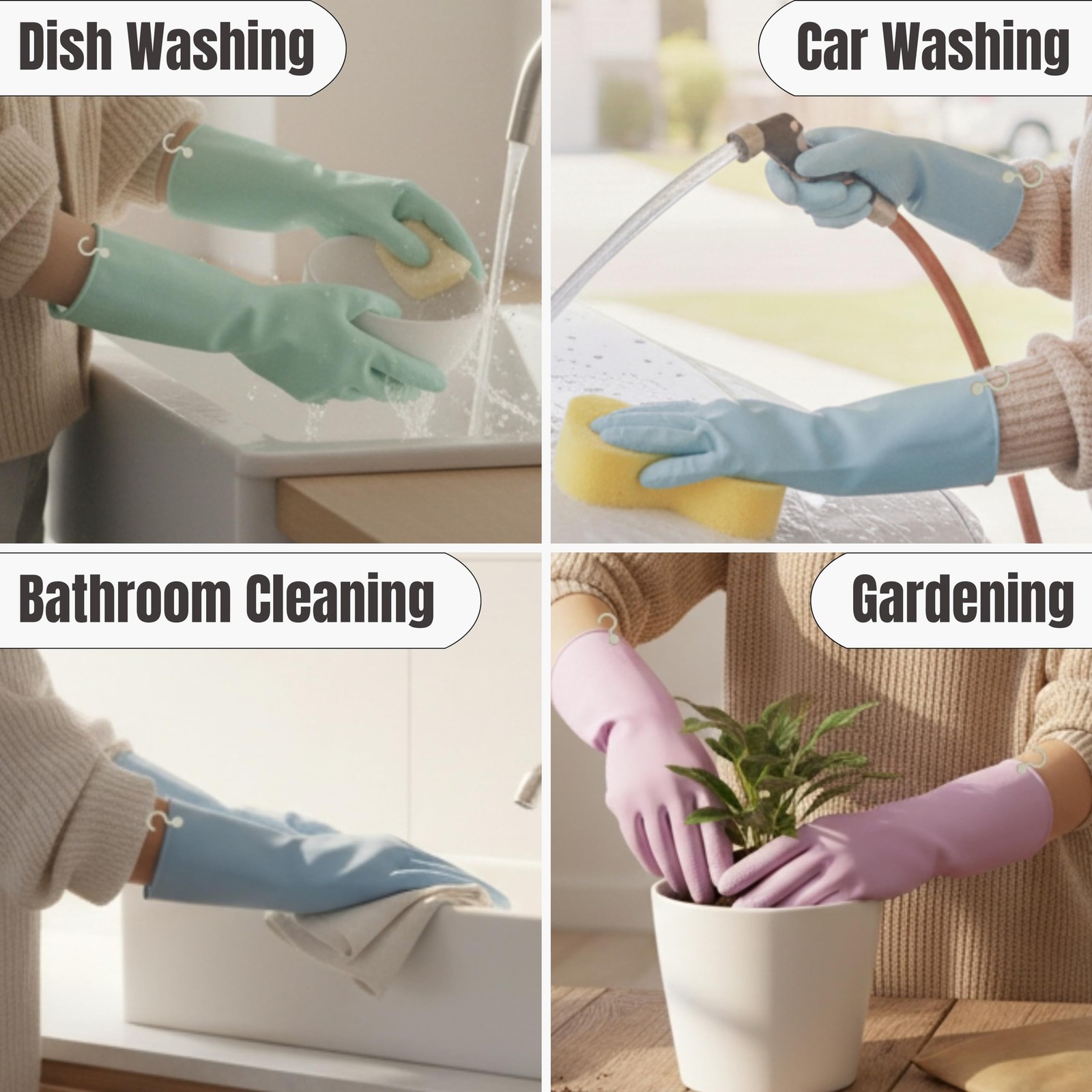 3 Pairs Dishwashing Gloves with Hanging Hooks – Reusable Cleaning Gloves for …