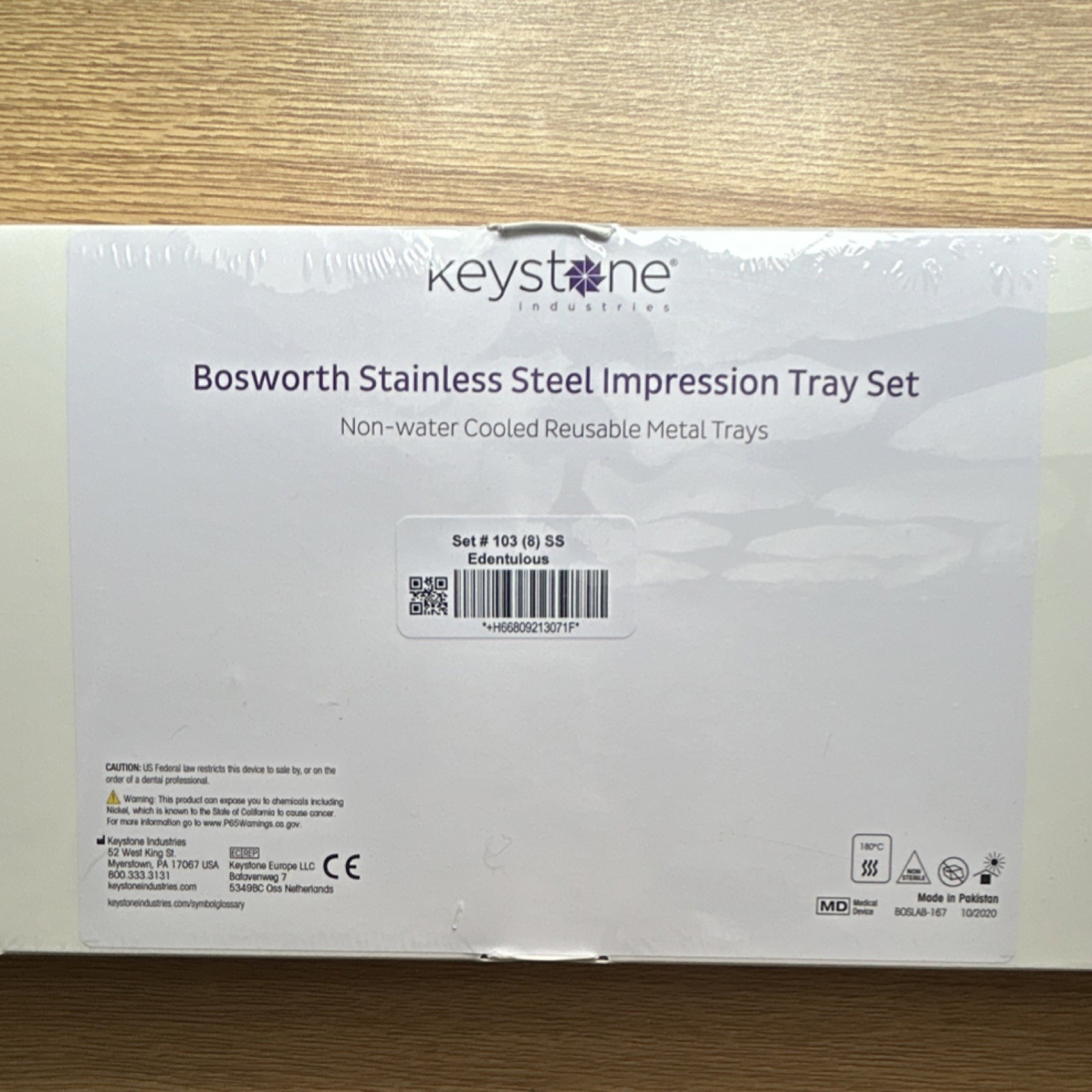 Keystone Bosworth Stainless Steel Dental Autoclavable Impression Tray Set of 8