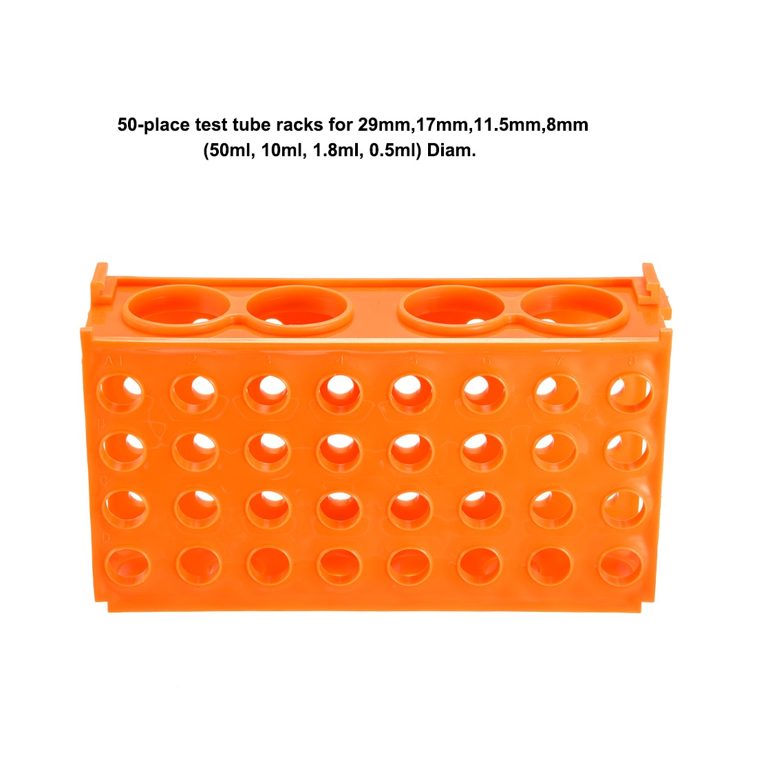 4 Way Tube Rack Polypropylene 80-Well Orange for 0.5ml 1.8ml, 10ml, 15ml, 50ml