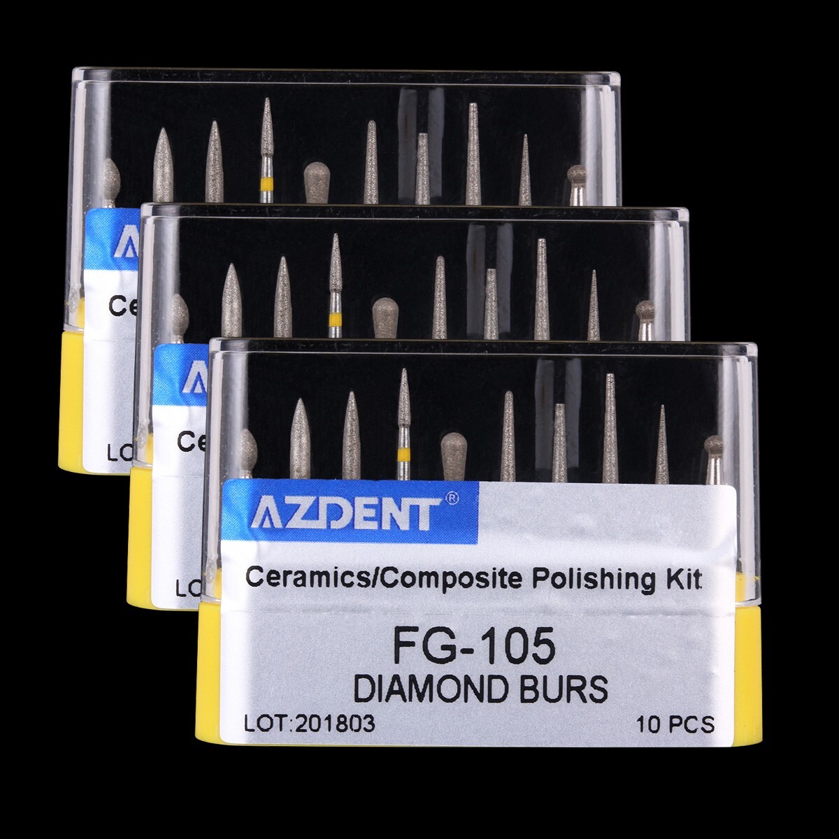 10pc Dental Diamond Burs FG-105 Composite Polishing Kit for High Speed Handpiece