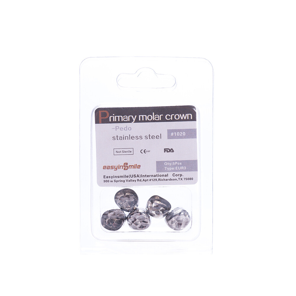 Dental D Primary E Molar Kids Crowns Stainless Steel Primary Crown Pediatric 5Pc