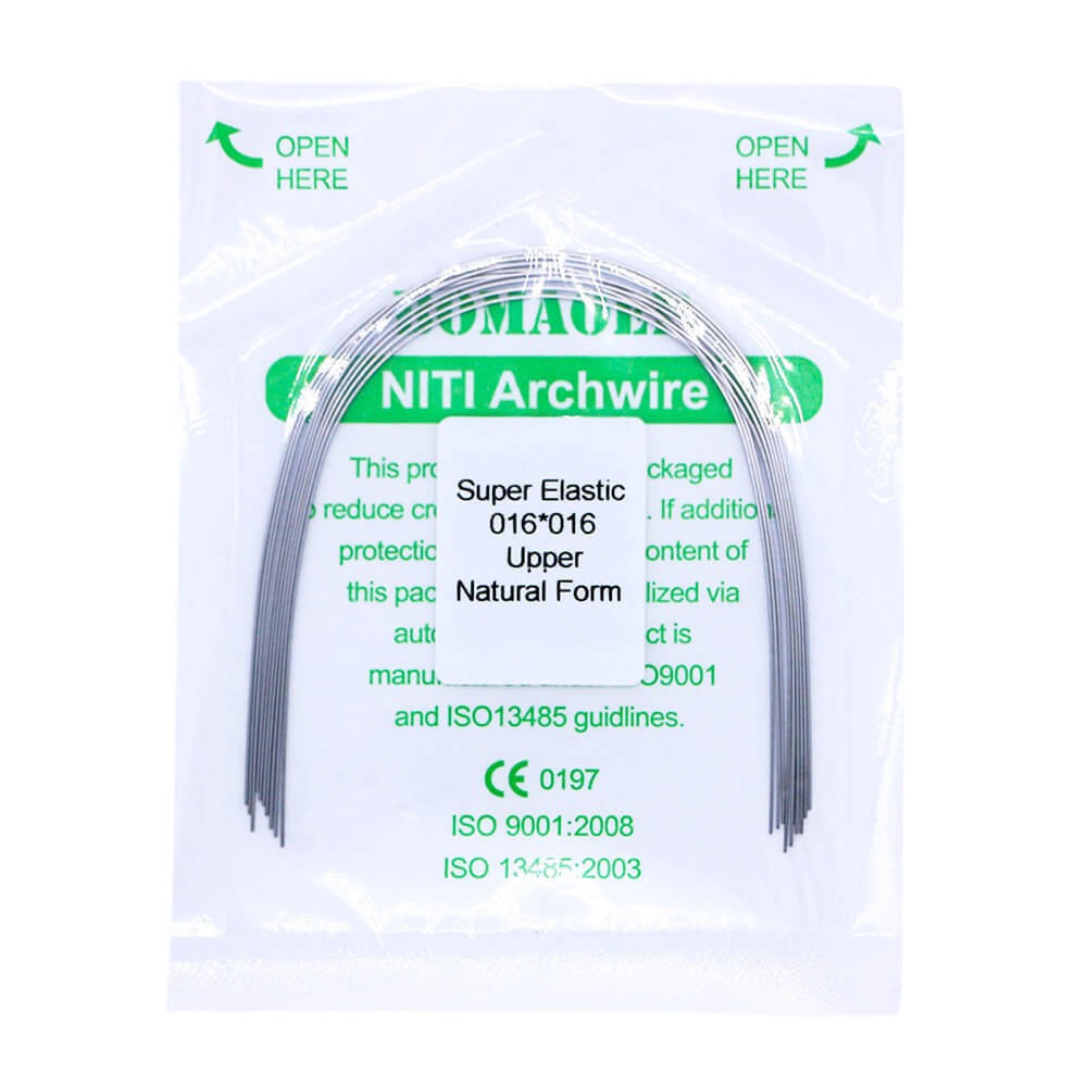 100×Dental Ortho Super Elastic Niti Rectangular Arch Wire Natural 16×16 Upper