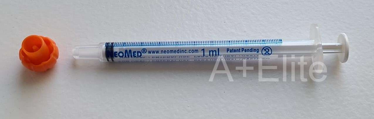 NeoMed 1mL 1cc Oral Medicine Dose Syringe Dispenser Clear 25/PK BB-S1EO With Cap