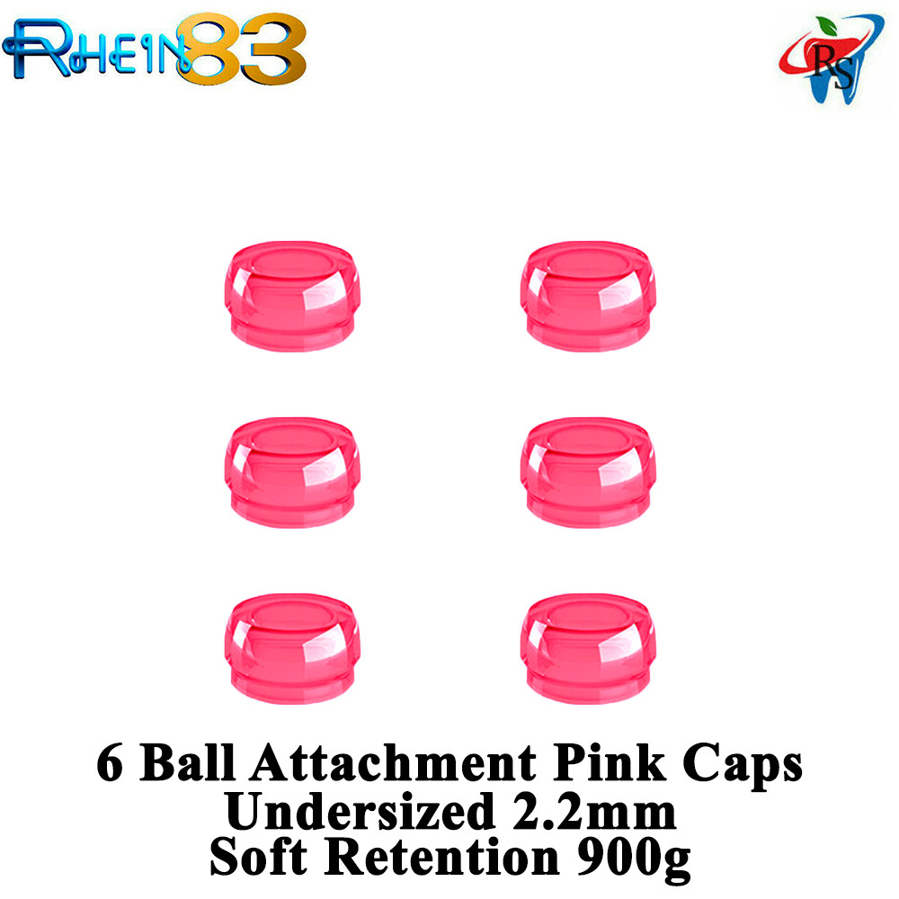 RS Dental Implant Undersized Ø2.2mm Pink 6 Caps Retentive Ball Attachment