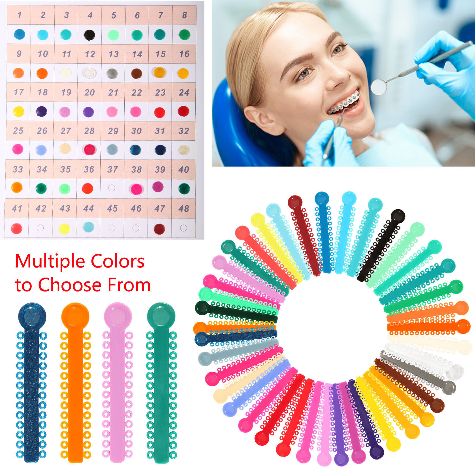 1040 Dental Orthodontic Ligature Ties Elastic Rubber Band Elastomeric Ligaduras