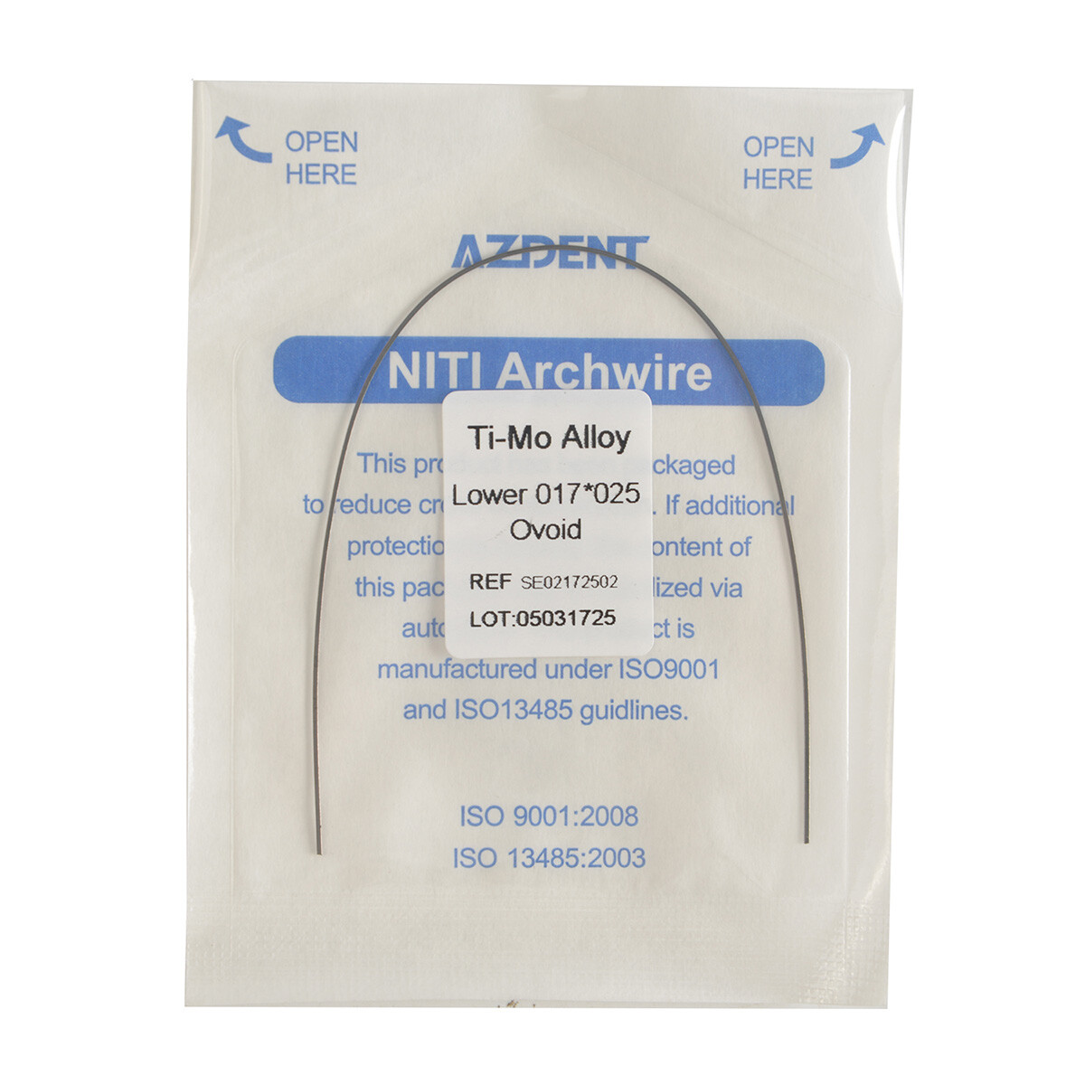 Dental Beta TMA Arch Wires Ti-Mo Alloy Rectangular Ovoid Form 17X25Upper /Lower