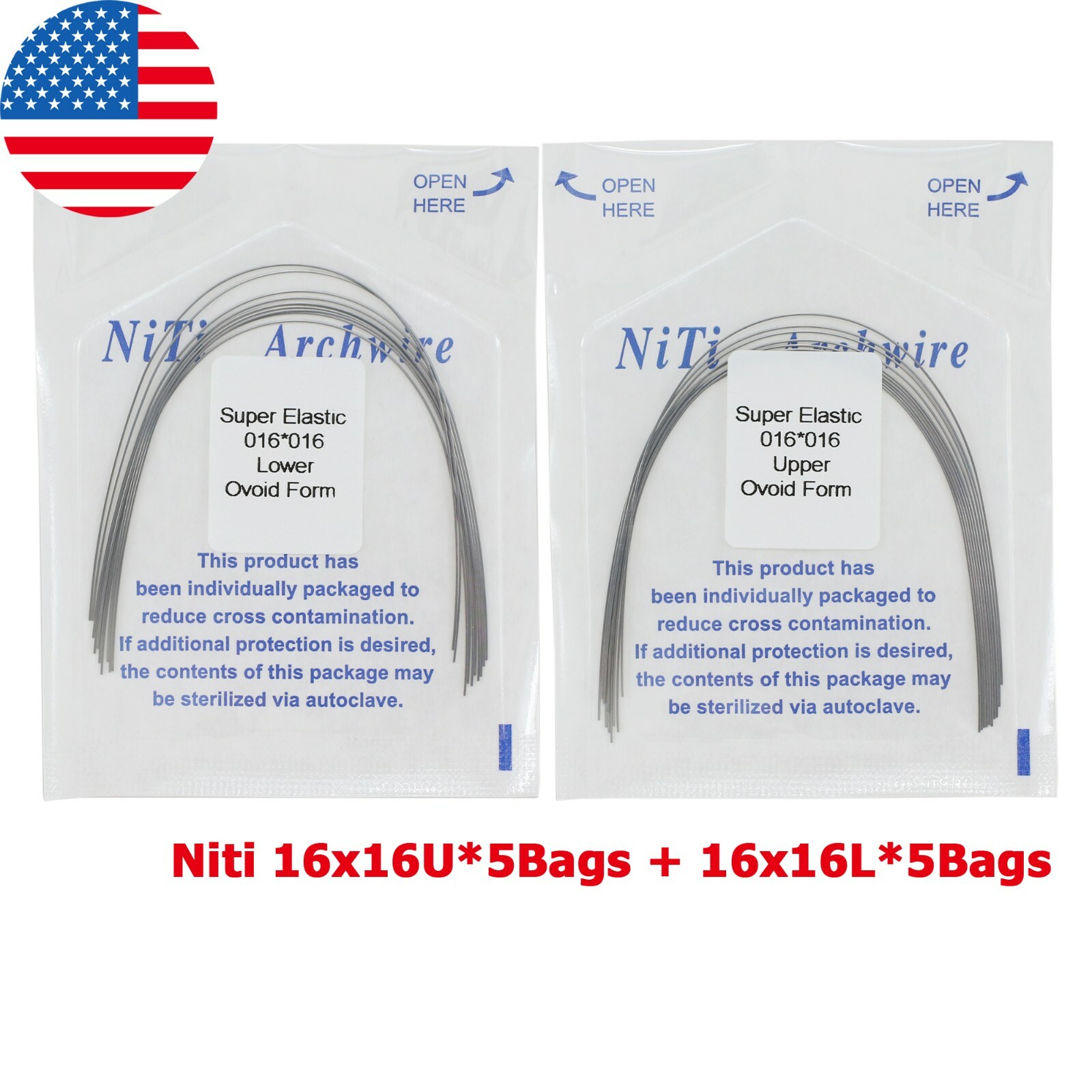 100PCS Dental Orthodontic Arch Wire Niti Stainless Steel Round Rectangular Ovoid