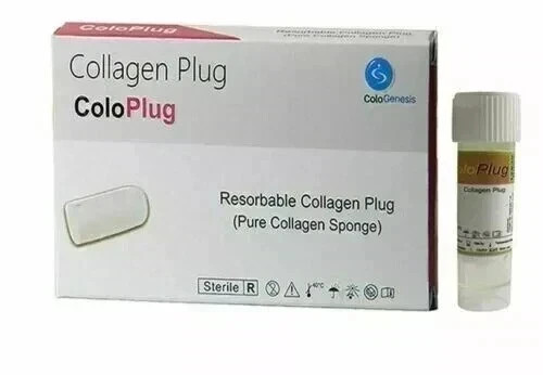Pack of 10 Cologenesis Colo Plug Sterile Collagen Sponge 8x20mm USA TARRIFF PAID