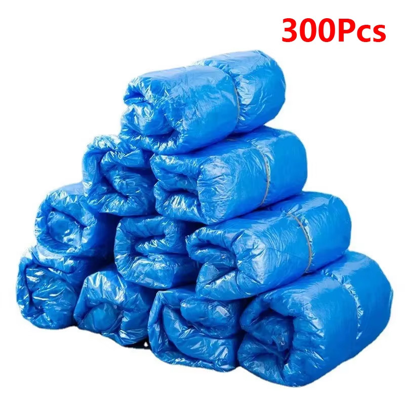 100PCS Disposable Waterproof Shoe Cover Plastic Non-Slip Foot Cover Indoor PE Pa