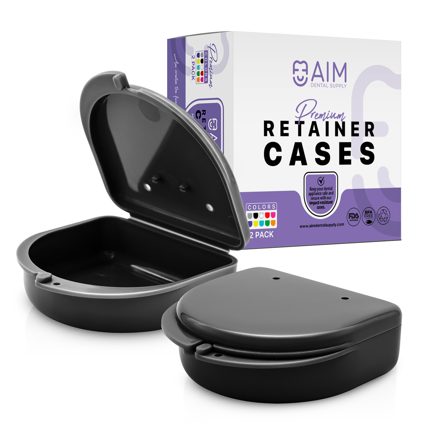 2PK Retainer Case, Denture Storage Box, Mouthguard Container,Dental Aligner Case