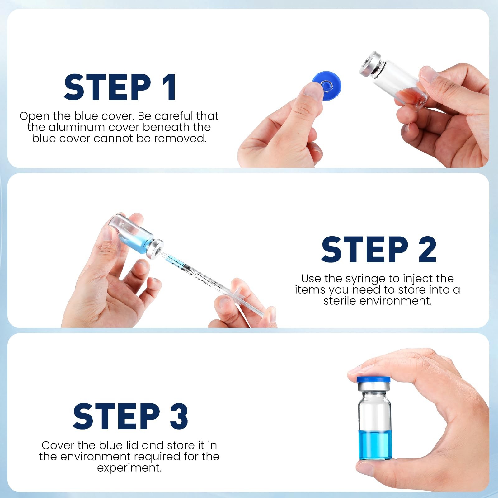 10ml Sterile Vials with Self Healing Injection Port and Sealing Cap, 10ML