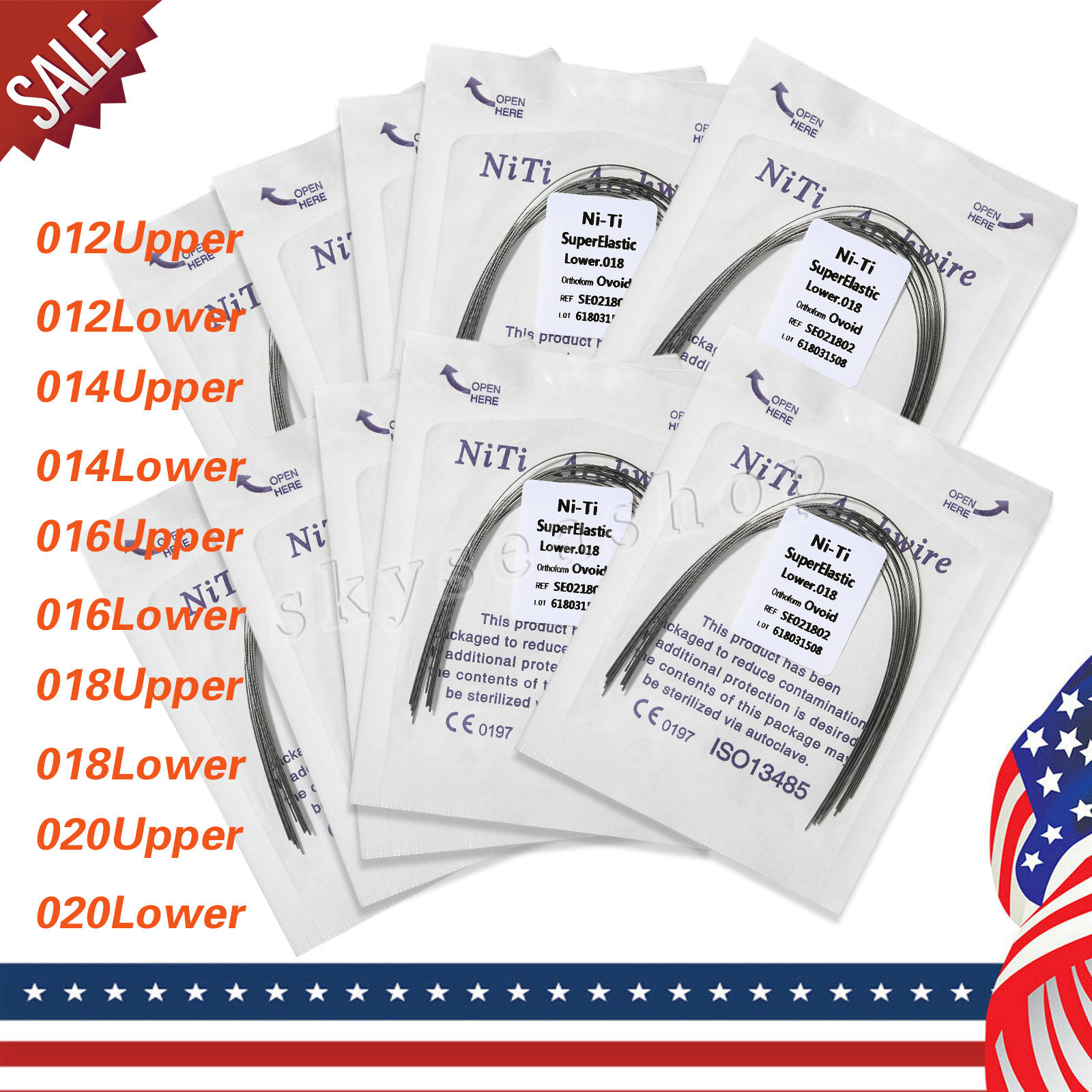 100 PCS dental orthodontic super elastic niti round arch wires Ovoid form 10 bag
