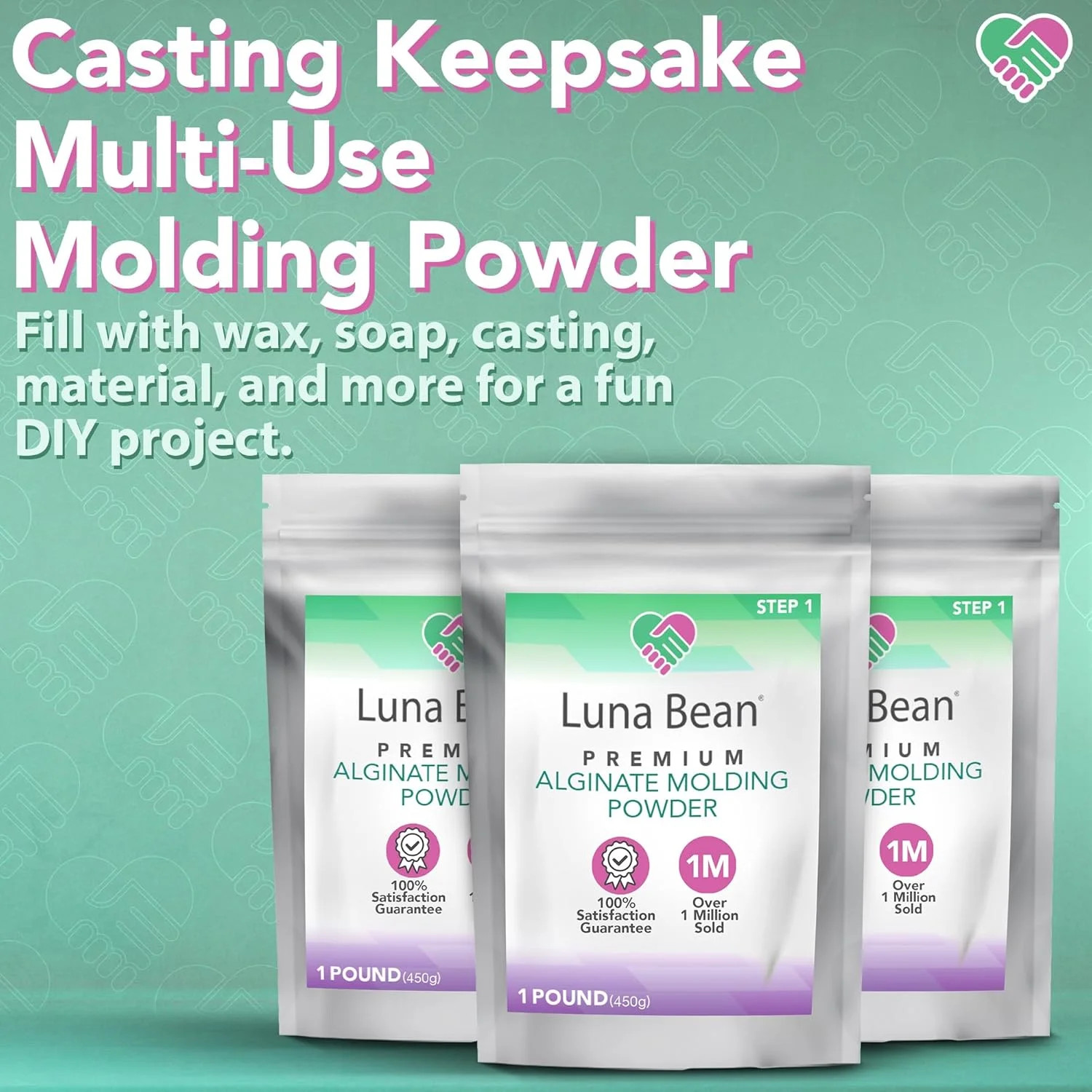 Casting Keepsakes Luna Bean Alginate Molding Powder Refill for Hand Casting Kit