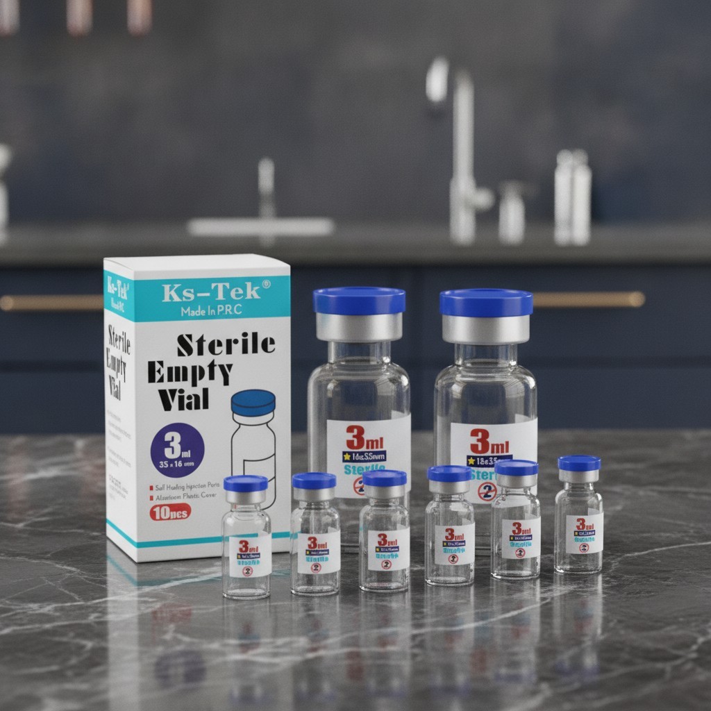 Sterile Glass Vials 3ml with Injection Port Flip Cap 10pcs Medical Vial