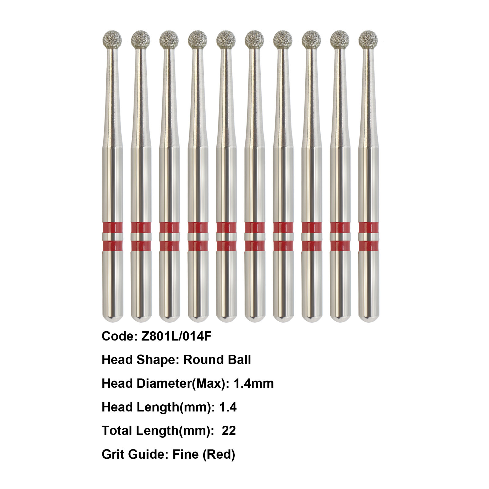 Dental Diamond Bur Zirconia Cutting Bur Round Football FG Fine Medium Grit Z856
