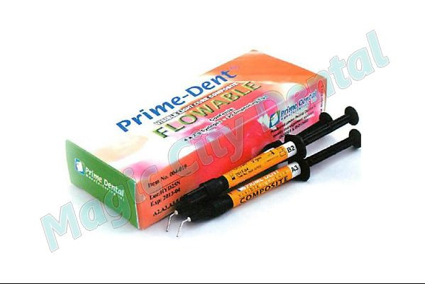 Prime-Dent Dental Flowable VLC Light Cure Composite 4 Syringe Kit – A1