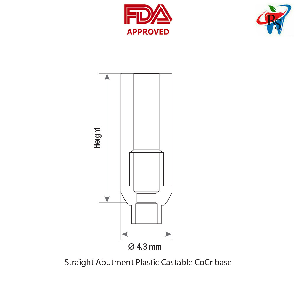 1pcs DSl Straight Plastic Abutment Castable Cobalt Chrome Base Dental Lab