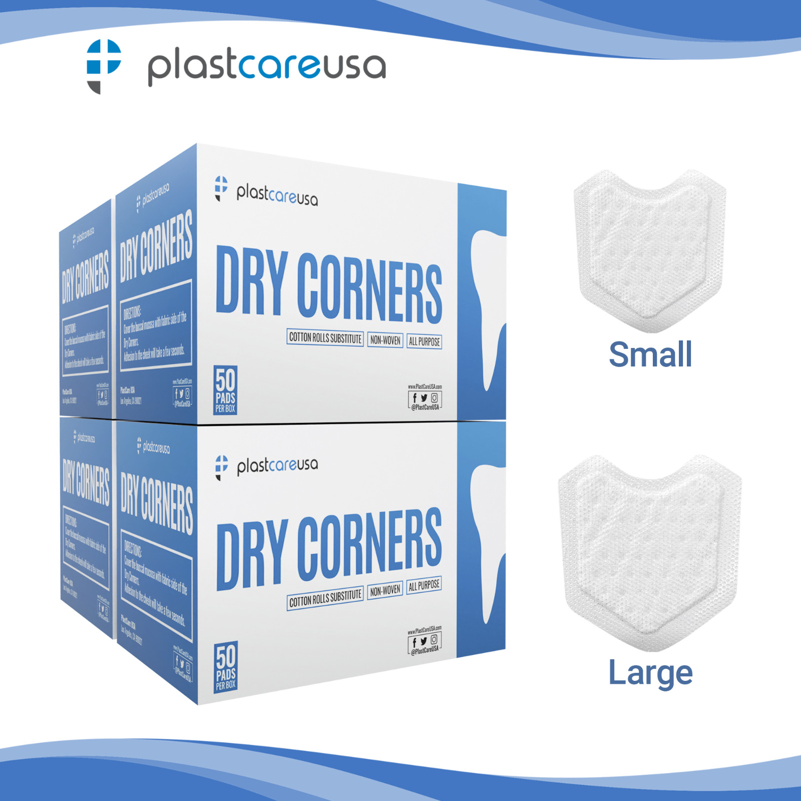Dental Dry Angles Saliva Absorbent Pads – Parotid Shield Moisture Control (S/L)